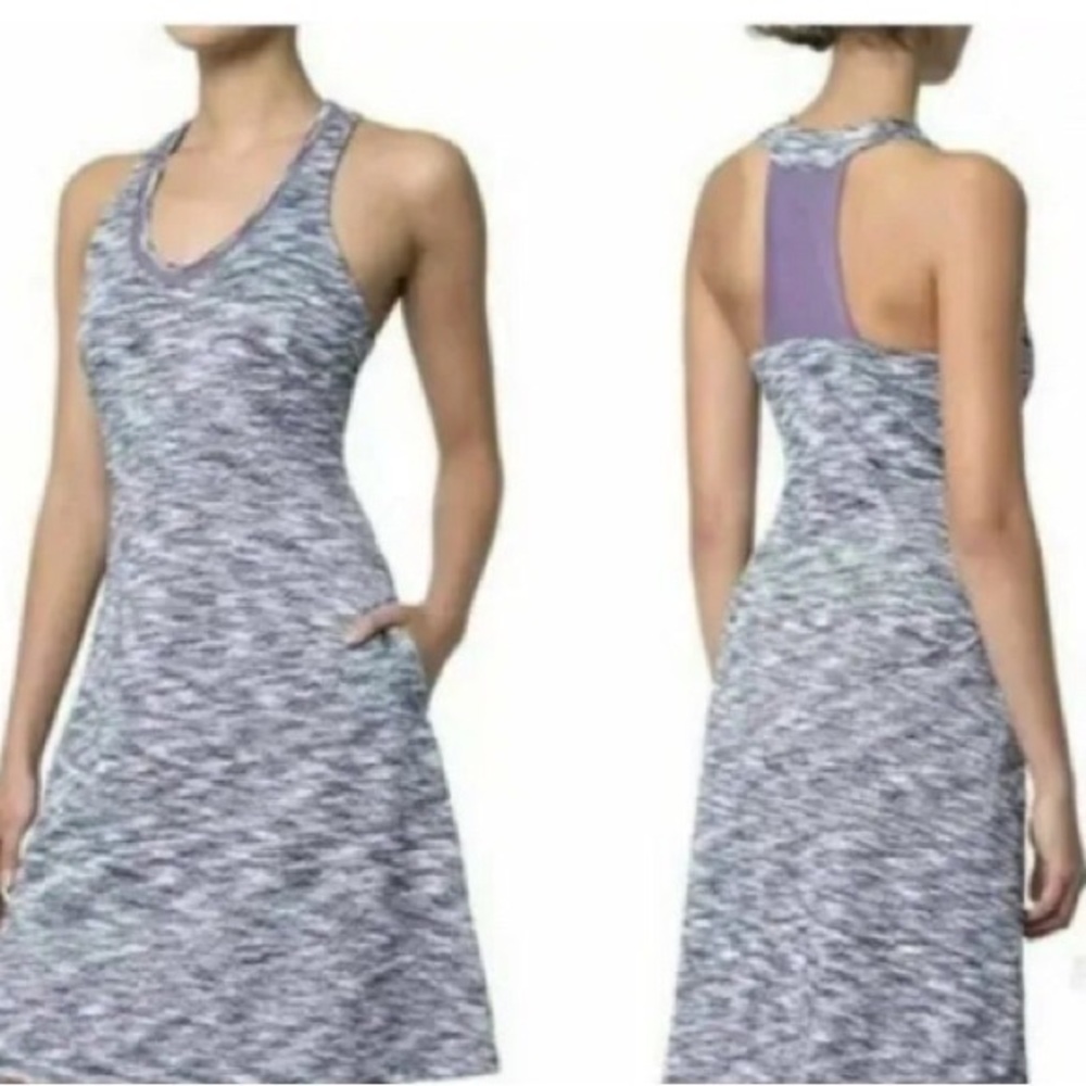 MPG Mondetta Heathered Blue Racerback Knit Tennis Dress - Picture 2 of 2